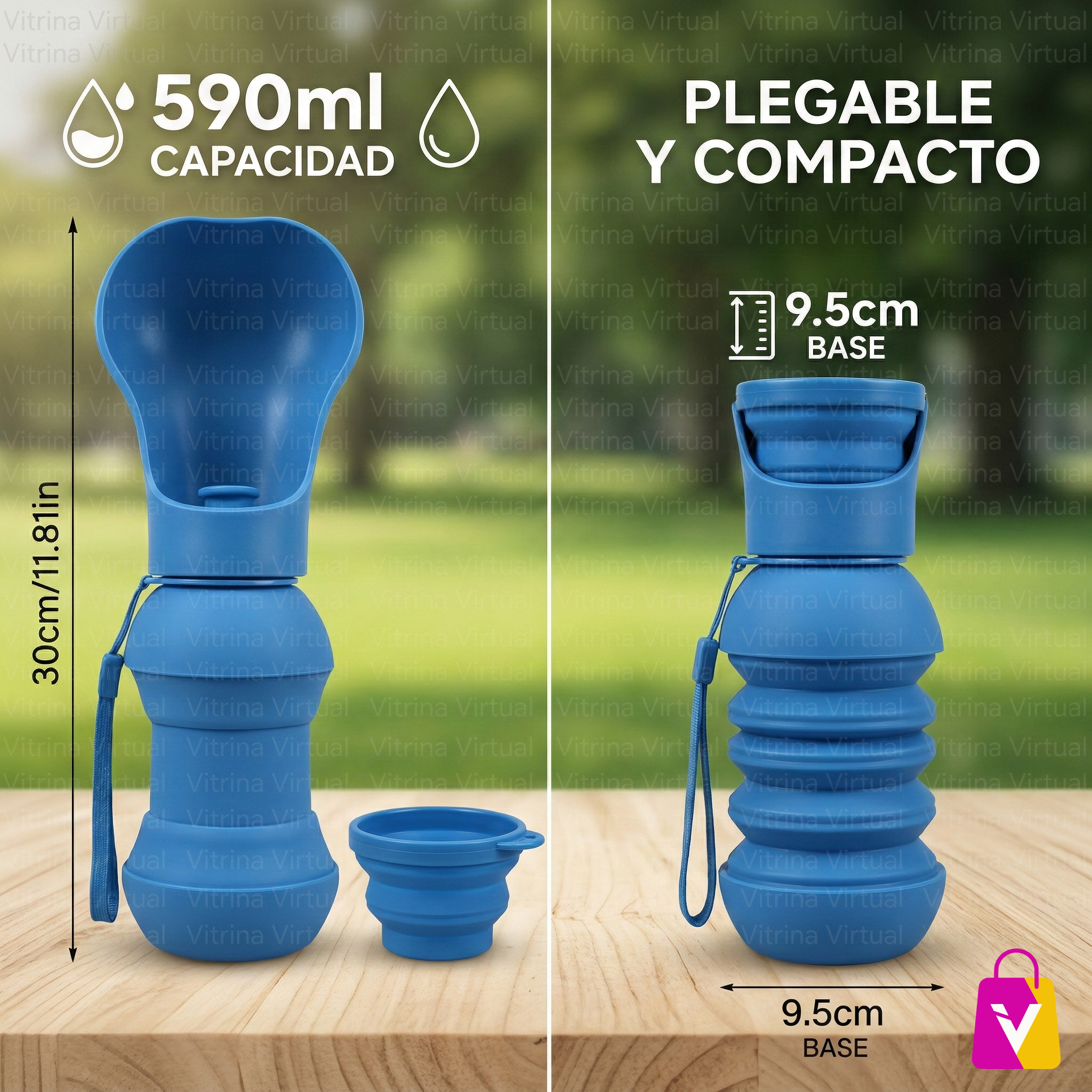 ¡Paseos sin Sed! 🐾 Botella Bebedero Portátil y plegable 2 en 1 para Mascotas 🐶💧