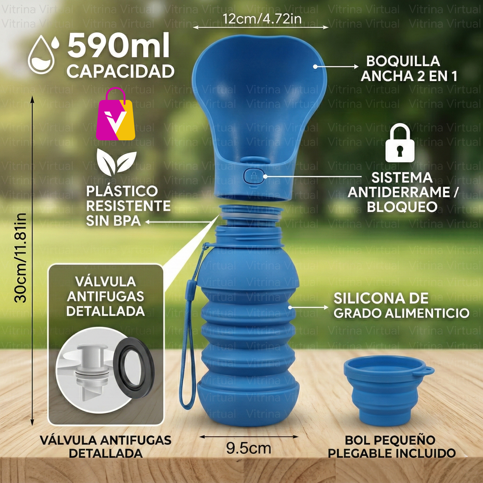 ¡Paseos sin Sed! 🐾 Botella Bebedero Portátil y plegable 2 en 1 para Mascotas 🐶💧