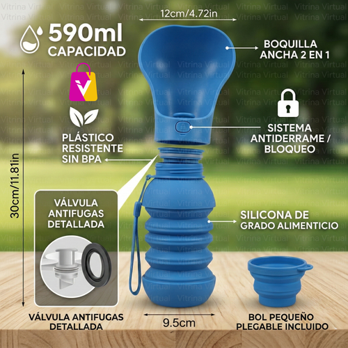 Botella Bebedero Portatil 2 en 1 para Mascotas