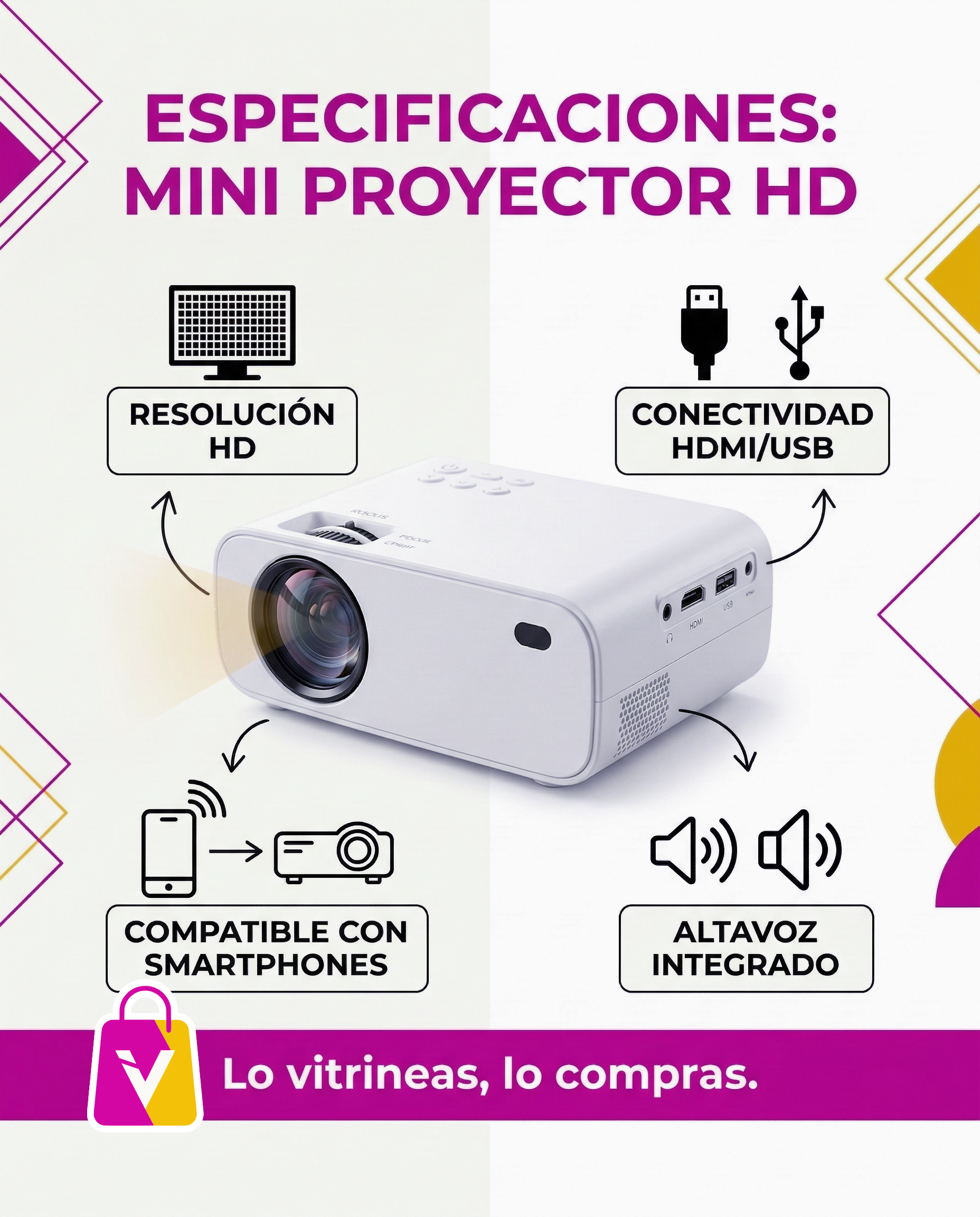 MINI PROYECTOR HD PORTÁTIL - ¡Potencia de Cine en tu Bolsillo! 📽️🔥