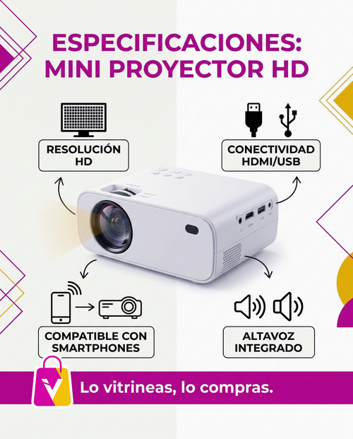 Mini Proyector HD Portatil