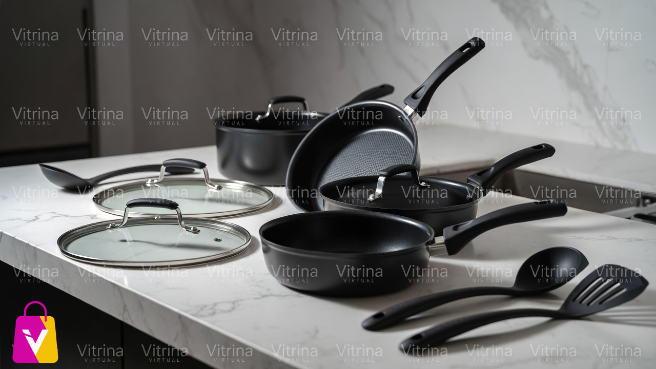 🍳 Set de Ollas y Sartenes Antiadherentes Premium (13 Piezas): Cocina Saludable, Rápida y sin Esfuerzo 👨‍🍳