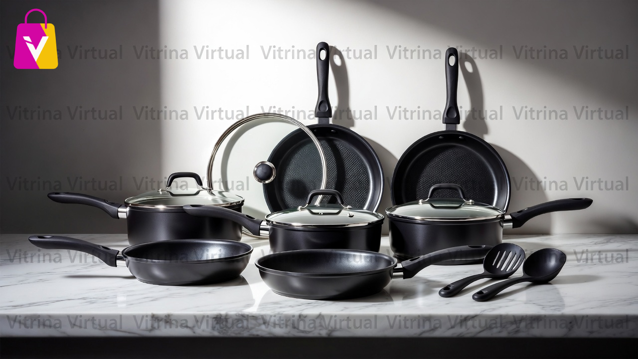 🍳 Set de Ollas y Sartenes Antiadherentes Premium (13 Piezas): Cocina Saludable, Rápida y sin Esfuerzo 👨‍🍳